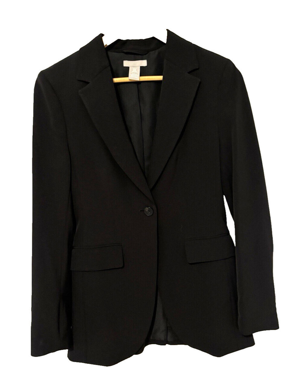 H&M Women's Black Lapel Tailored Blazer Jacket US XS Polyester Blend